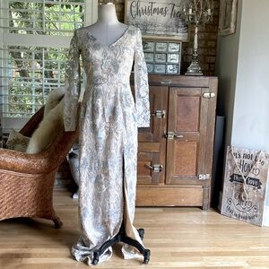 KATHRYN BASS BRIDAL LONG SLEEVE SEQUIN DRESS SLIT WEDDING 6 NEW